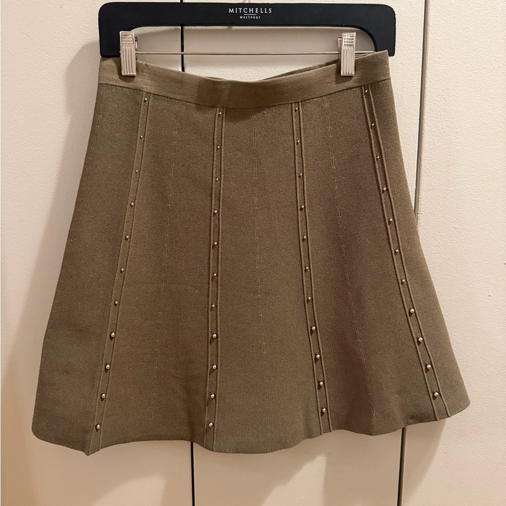Olive Green Sandro Paris Studded Skirt
